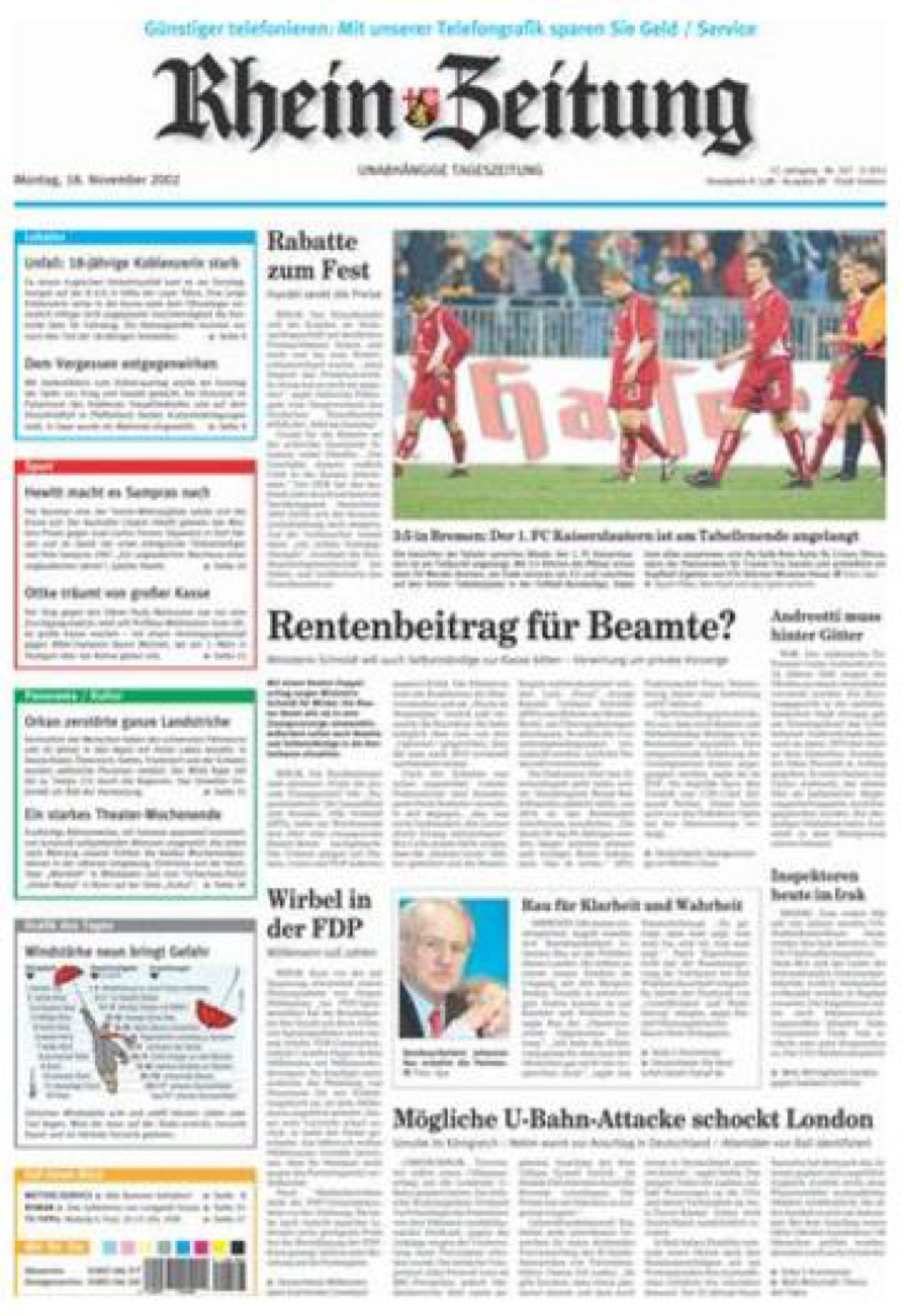 Rhein-Zeitung Koblenz & Region vom Montag, 18.11.2002