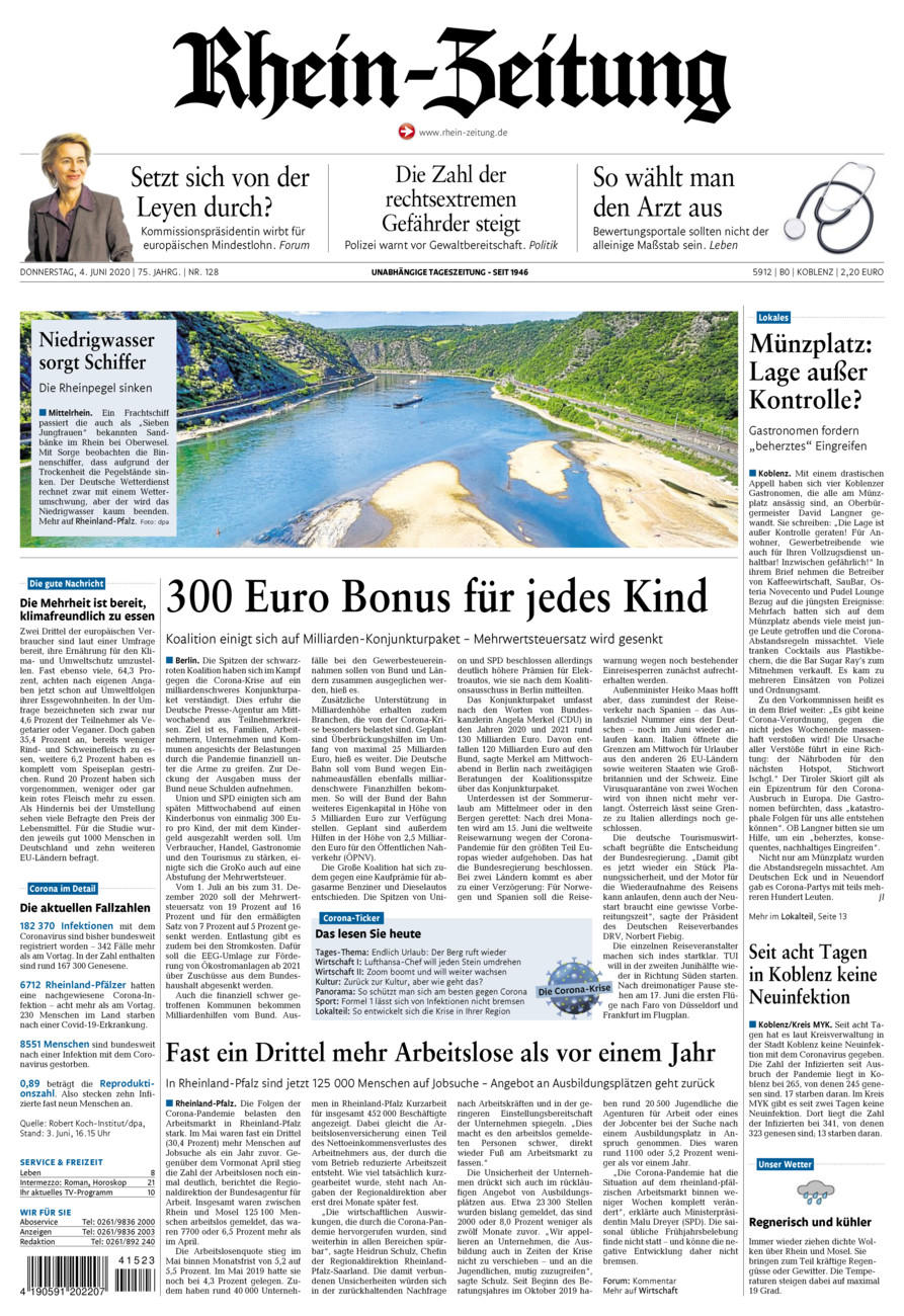Rhein-Zeitung Koblenz & Region vom Donnerstag, 04.06.2020