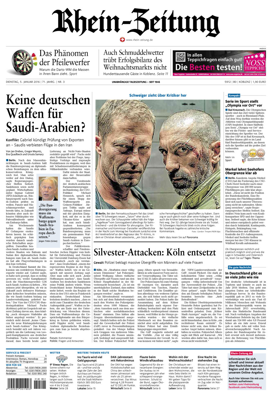 Rhein-Zeitung Koblenz & Region vom Dienstag, 05.01.2016