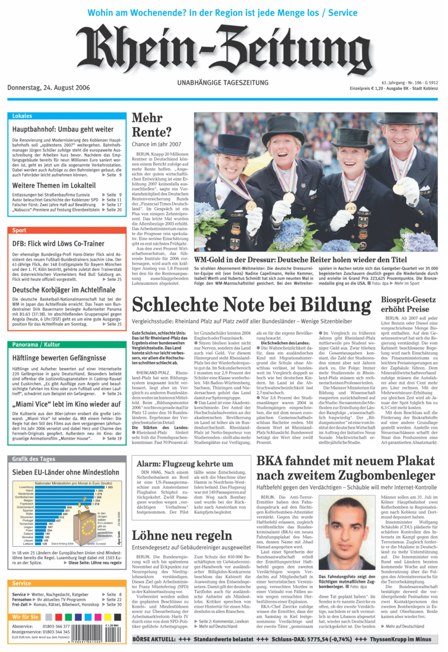 Rhein-Zeitung Koblenz & Region vom Donnerstag, 24.08.2006