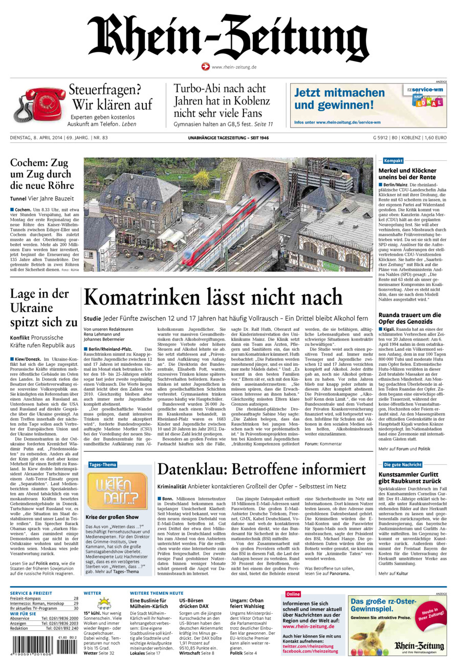Rhein-Zeitung Koblenz & Region vom Dienstag, 08.04.2014
