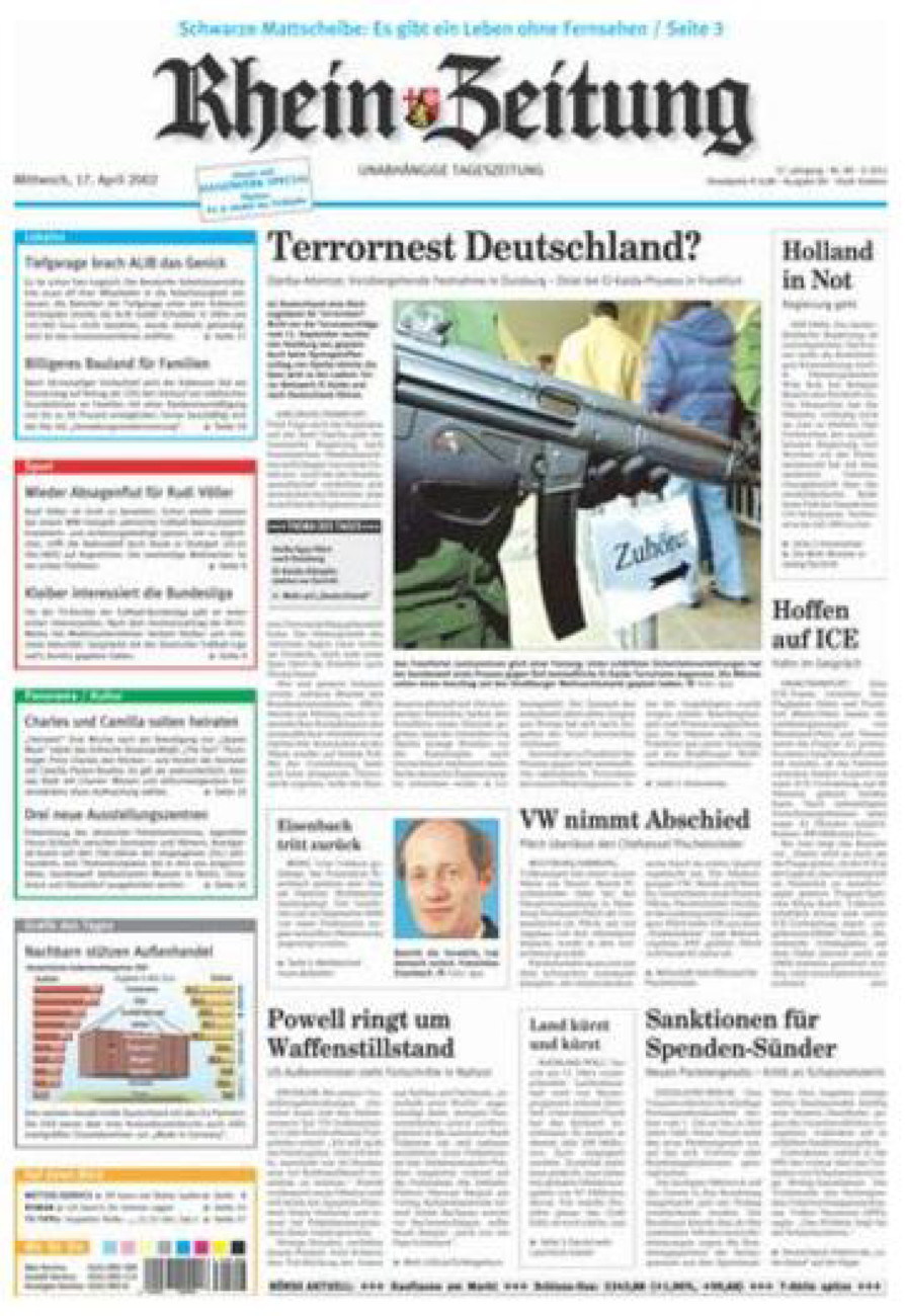 Rhein-Zeitung Koblenz & Region vom Mittwoch, 17.04.2002