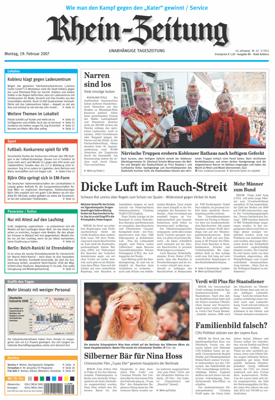 Rhein-Zeitung Koblenz & Region vom Montag, 19.02.2007