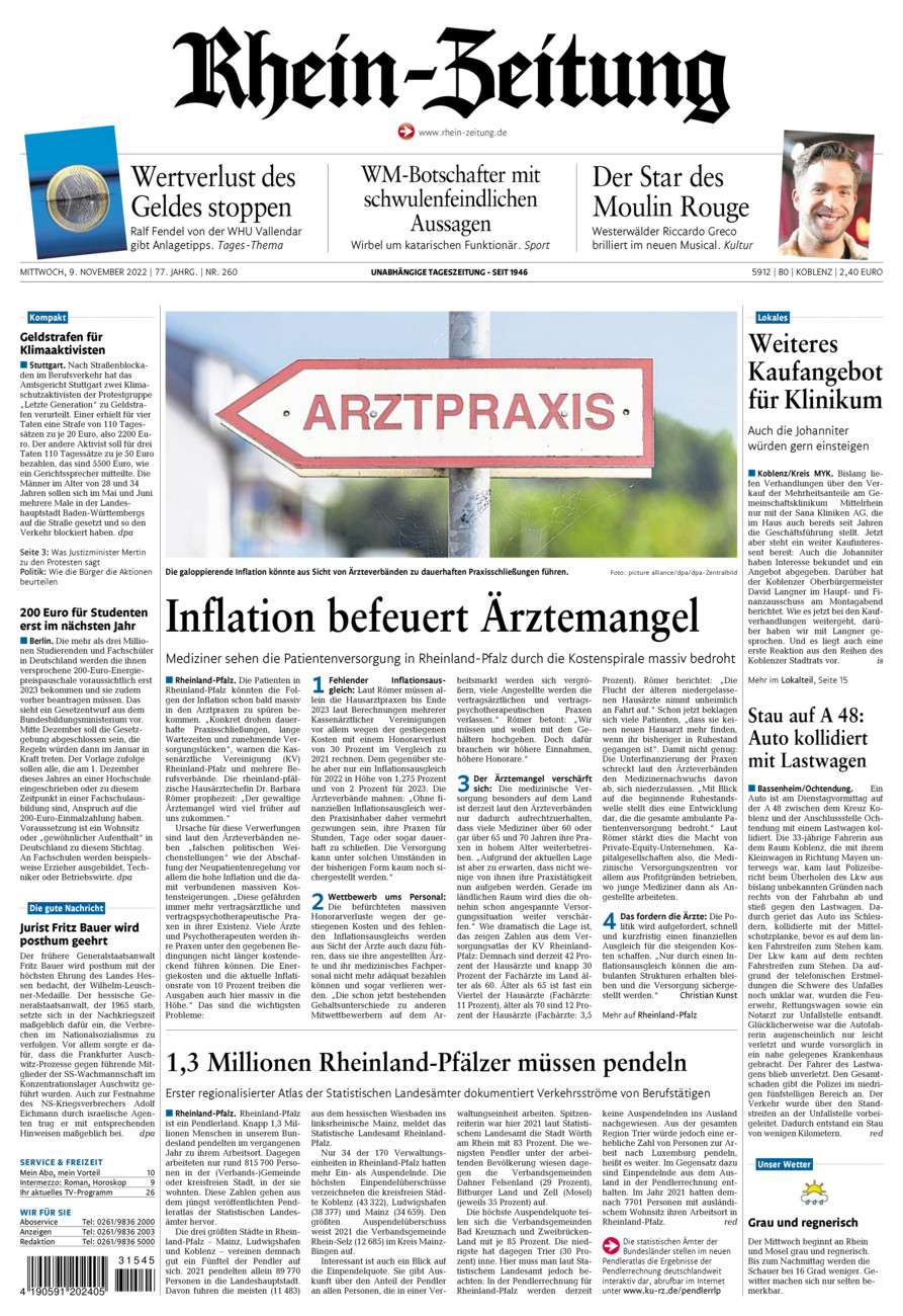 Rhein-Zeitung Koblenz & Region vom Mittwoch, 09.11.2022