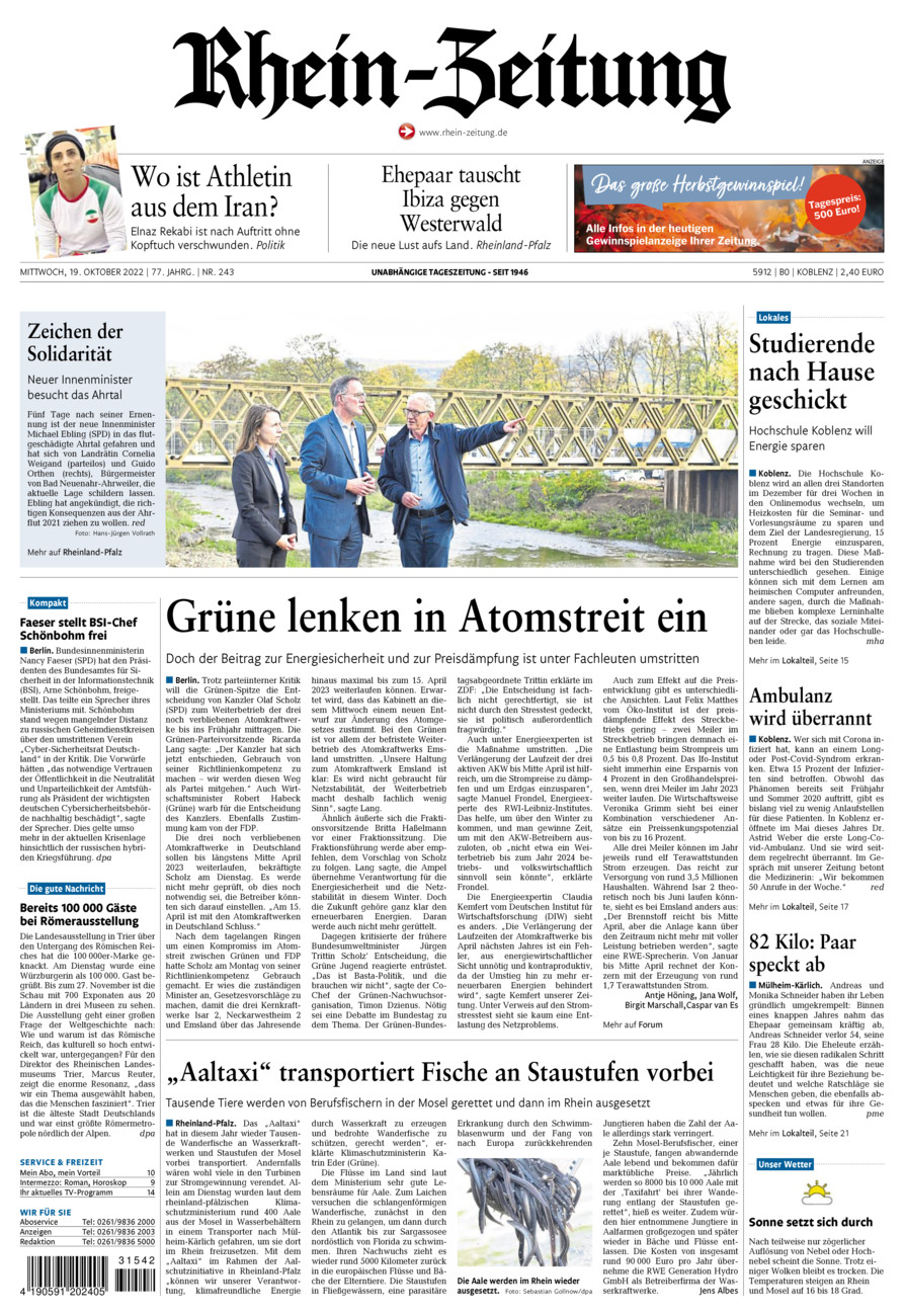 Rhein-Zeitung Koblenz & Region vom Mittwoch, 19.10.2022