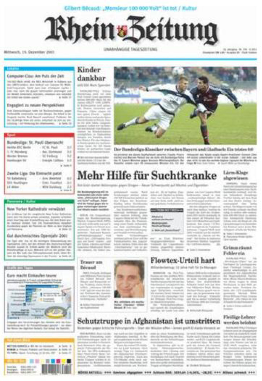 Rhein-Zeitung Koblenz & Region vom Mittwoch, 19.12.2001