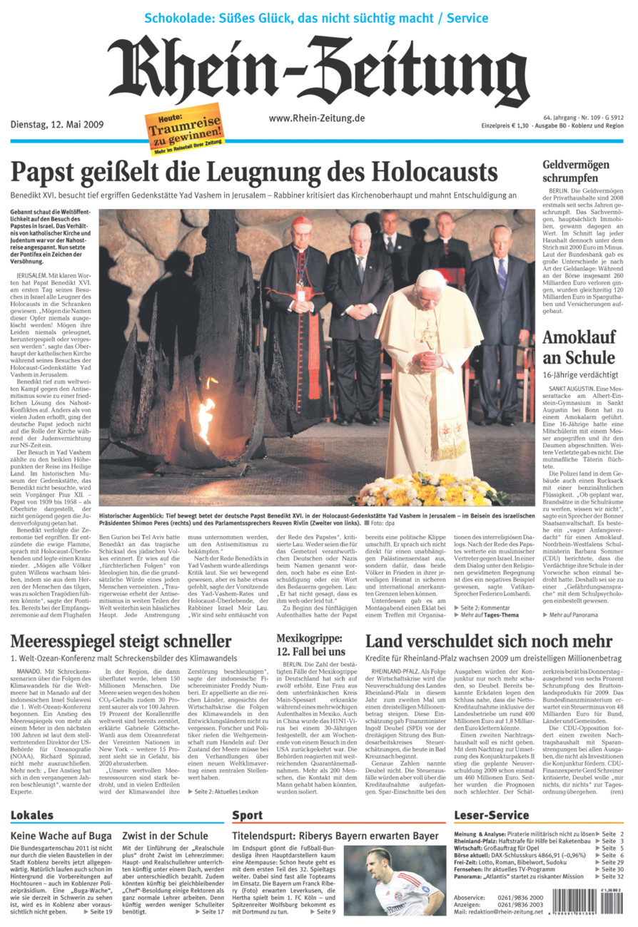 Rhein-Zeitung Koblenz & Region vom Dienstag, 12.05.2009