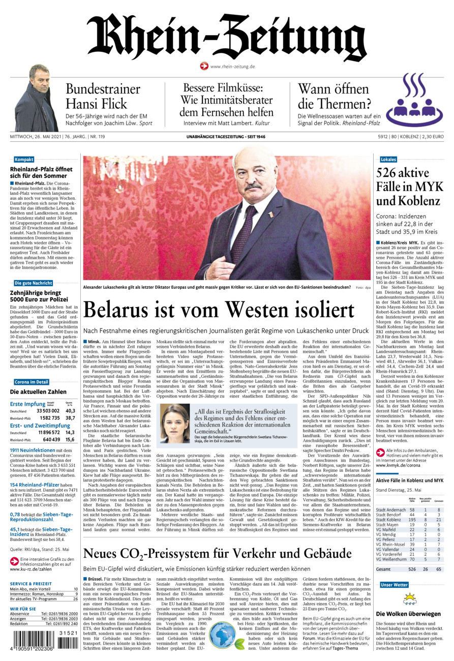 Rhein-Zeitung Koblenz & Region vom Mittwoch, 26.05.2021