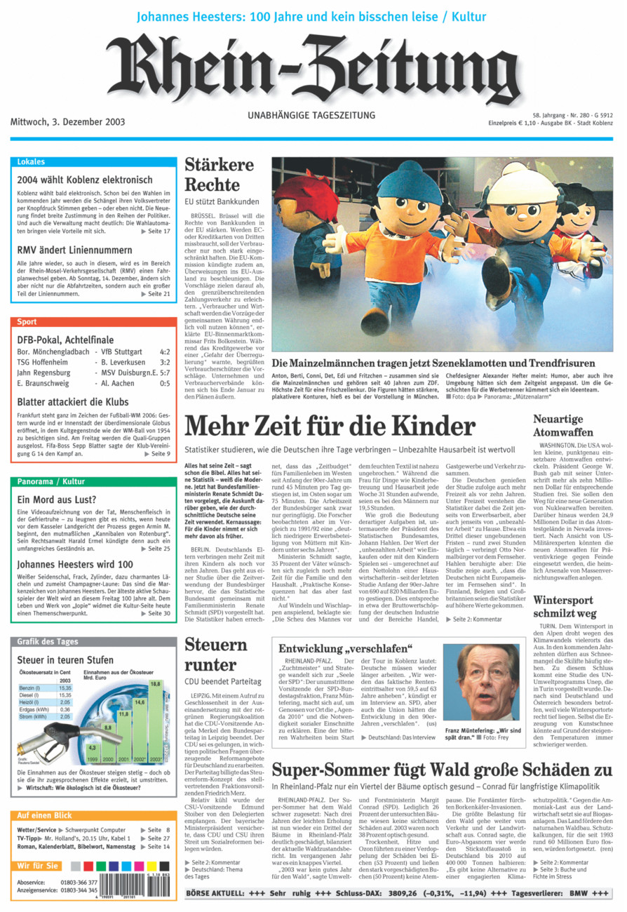 Rhein-Zeitung Koblenz & Region vom Mittwoch, 03.12.2003