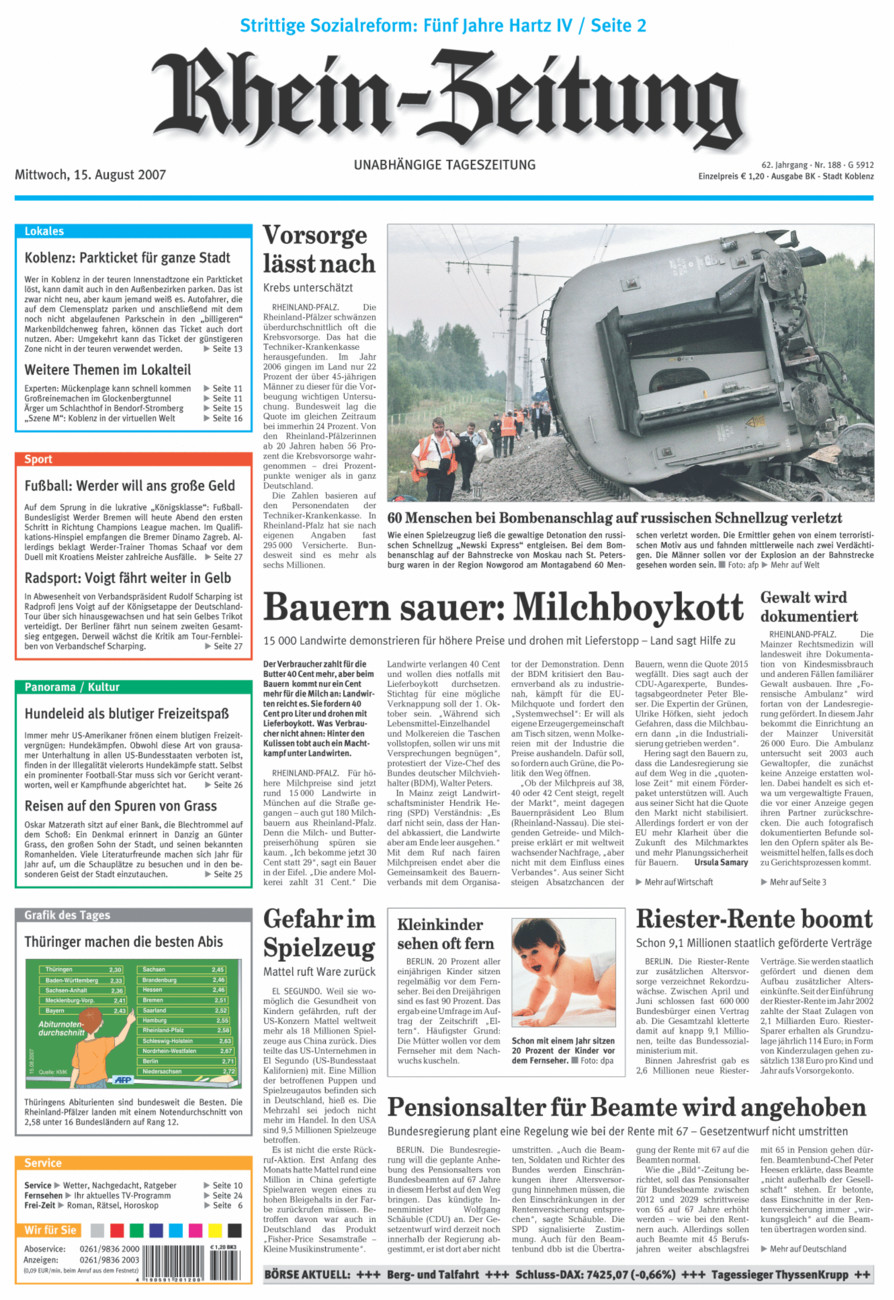 Rhein-Zeitung Koblenz & Region vom Mittwoch, 15.08.2007