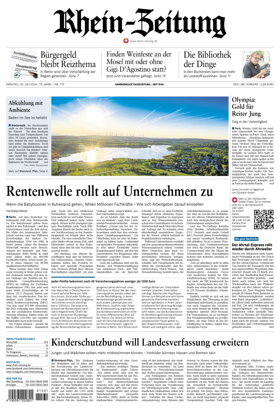 Rhein-Zeitung Koblenz & Region vom Dienstag, 30.07.2024