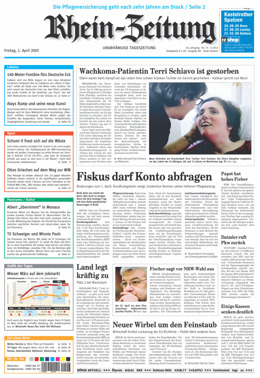 Rhein-Zeitung Koblenz & Region vom Freitag, 01.04.2005
