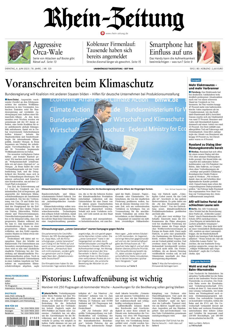 Rhein-Zeitung Koblenz & Region vom Dienstag, 06.06.2023