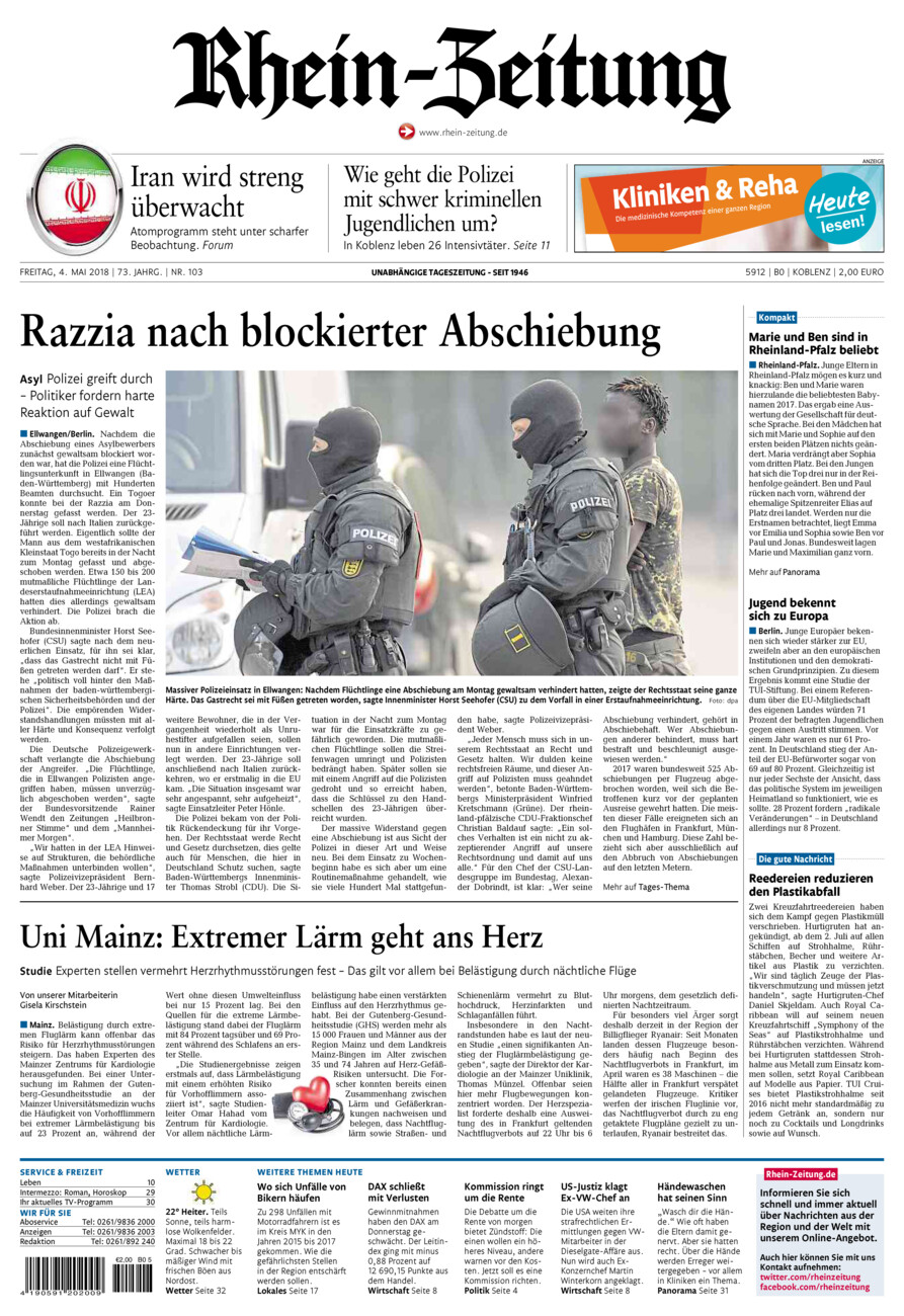 Rhein-Zeitung Koblenz & Region vom Freitag, 04.05.2018