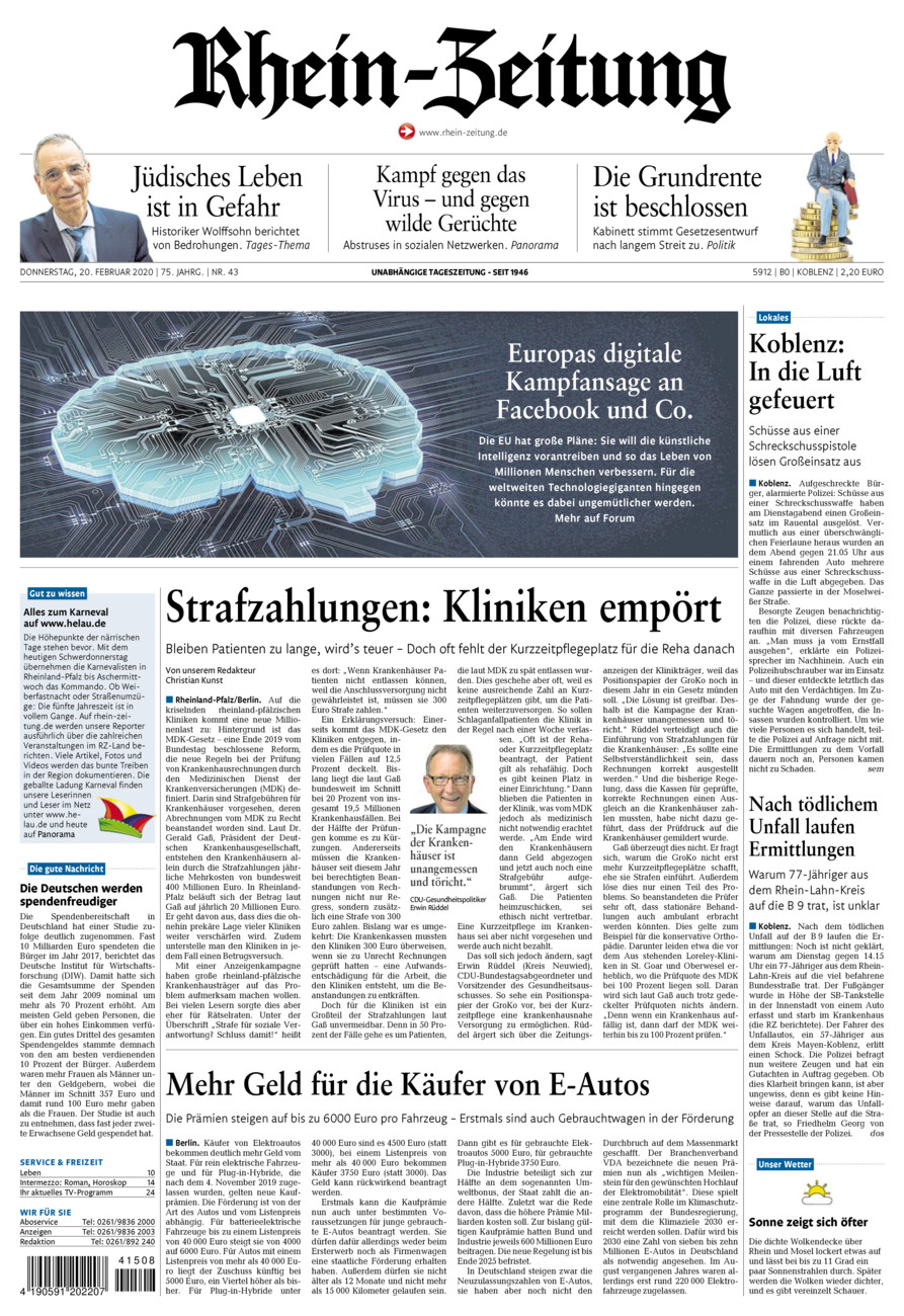 Rhein-Zeitung Koblenz & Region vom Donnerstag, 20.02.2020