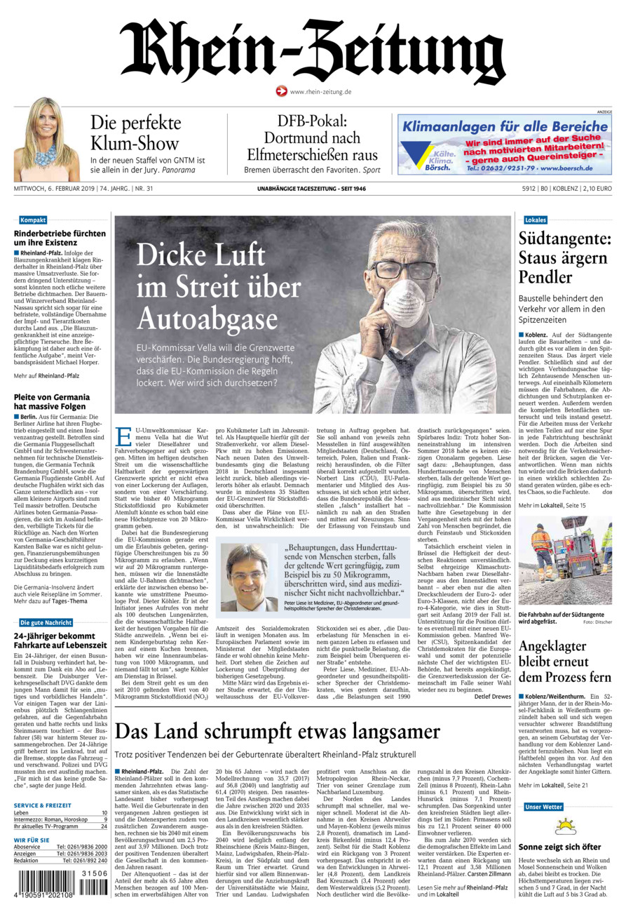 Rhein-Zeitung Koblenz & Region vom Mittwoch, 06.02.2019