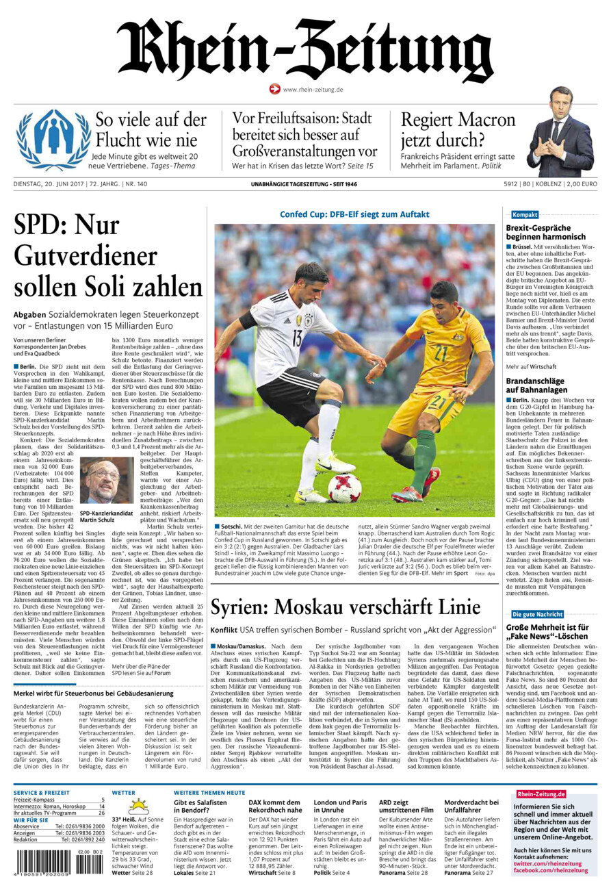 Rhein-Zeitung Koblenz & Region vom Dienstag, 20.06.2017