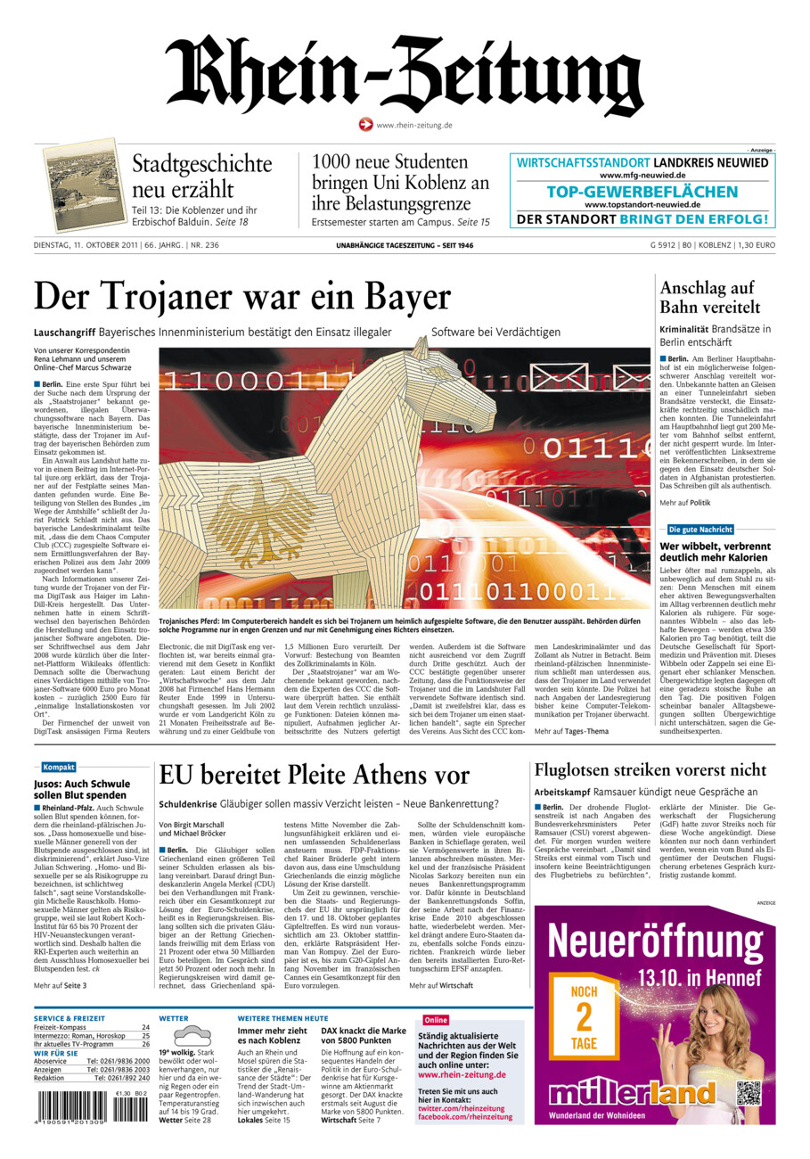 Rhein-Zeitung Koblenz & Region vom Dienstag, 11.10.2011