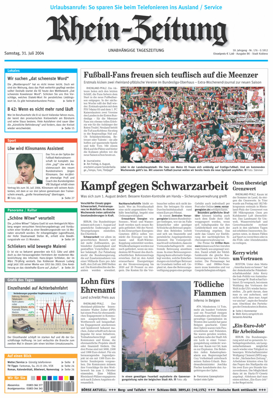 Rhein-Zeitung Koblenz & Region vom Samstag, 31.07.2004