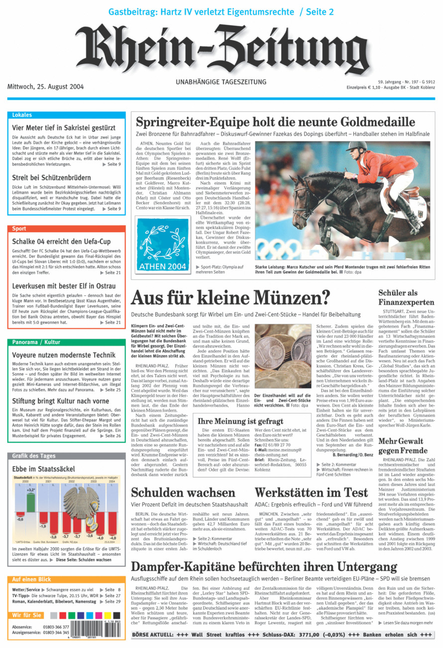 Rhein-Zeitung Koblenz & Region vom Mittwoch, 25.08.2004