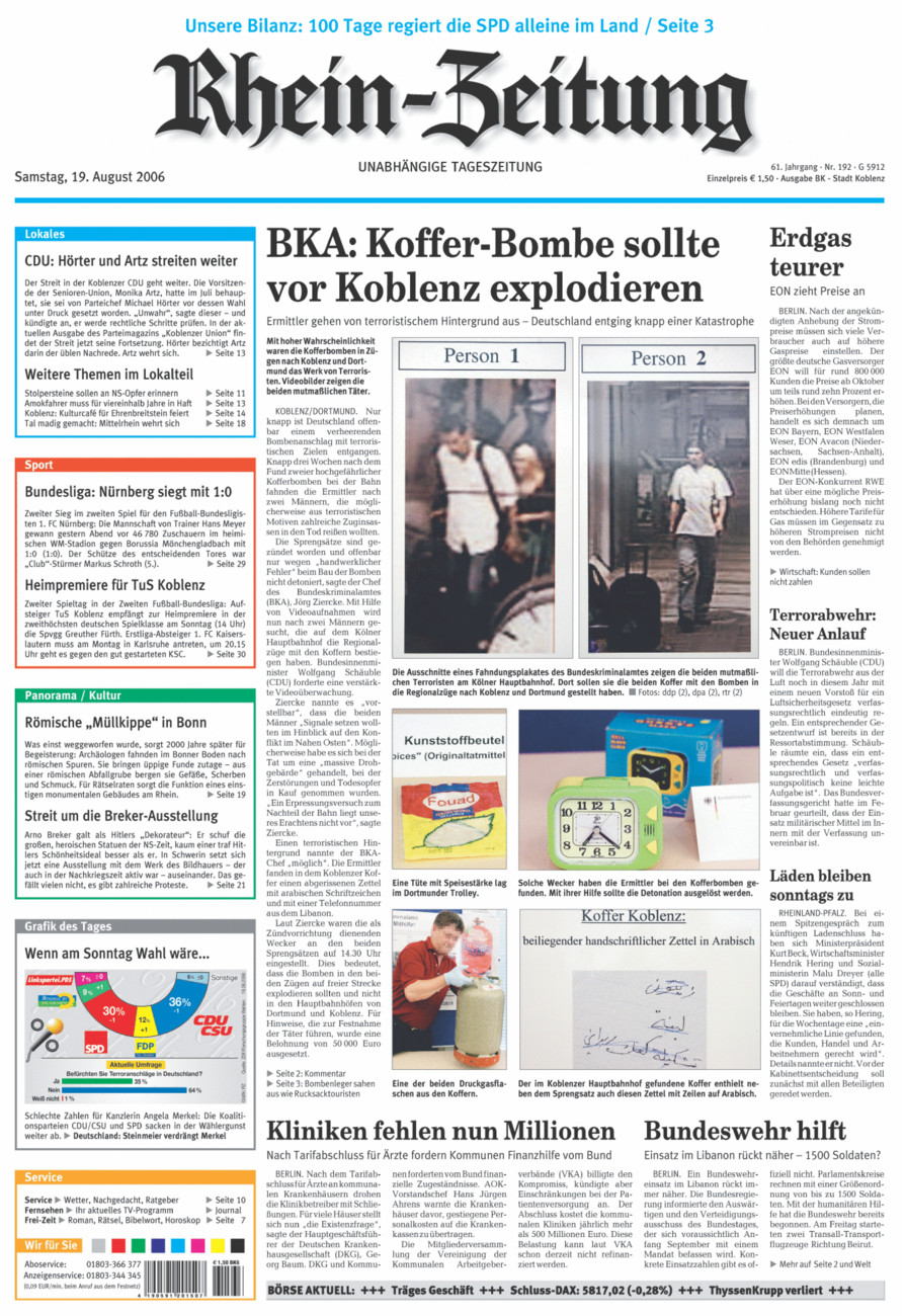 Rhein-Zeitung Koblenz & Region vom Samstag, 19.08.2006