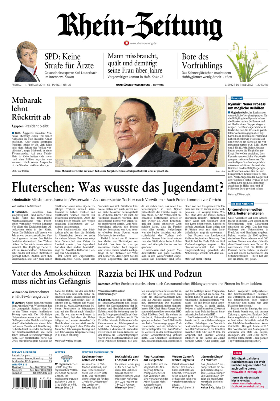 Rhein-Zeitung Koblenz & Region vom Freitag, 11.02.2011