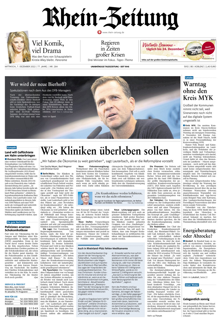 Rhein-Zeitung Koblenz & Region vom Mittwoch, 07.12.2022