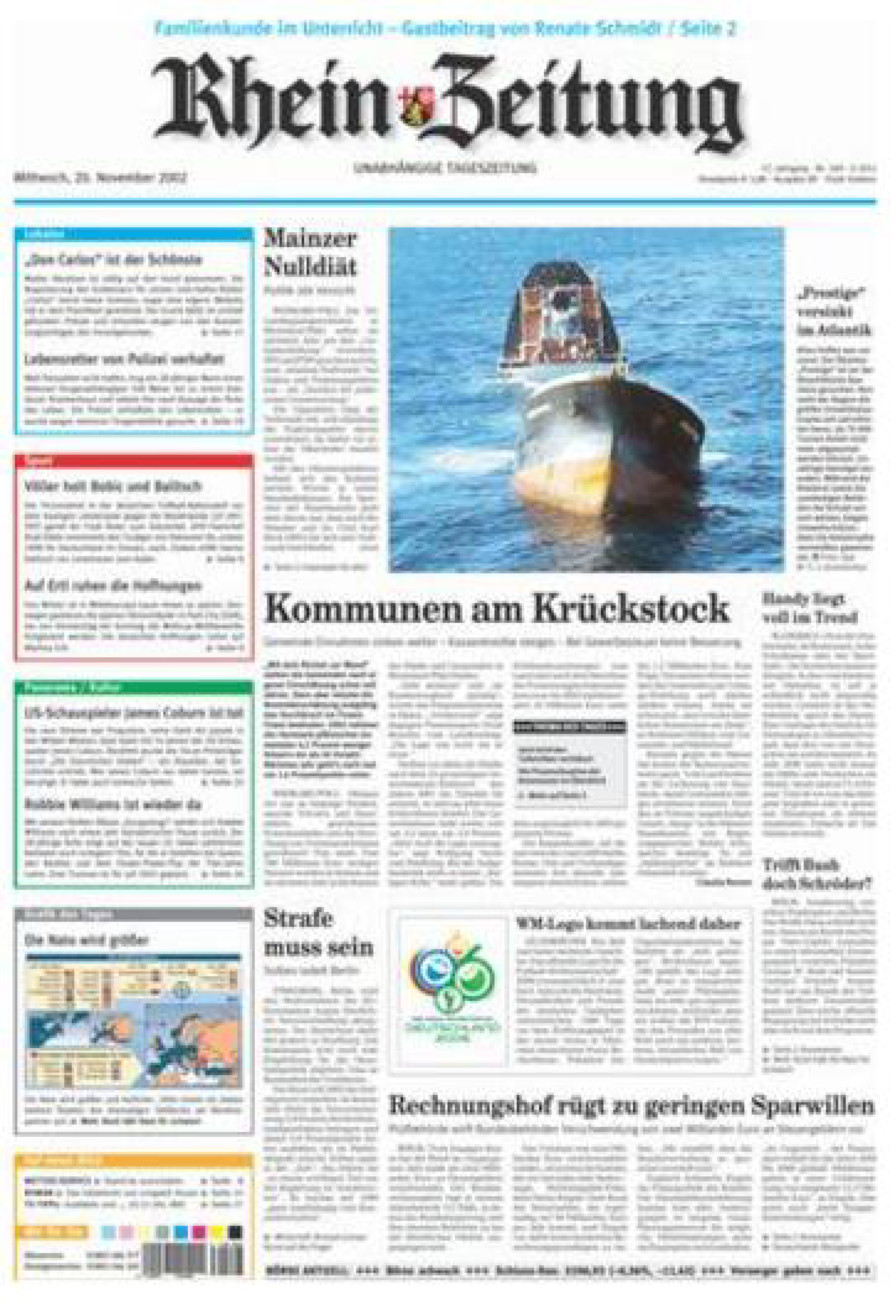 Rhein-Zeitung Koblenz & Region vom Mittwoch, 20.11.2002