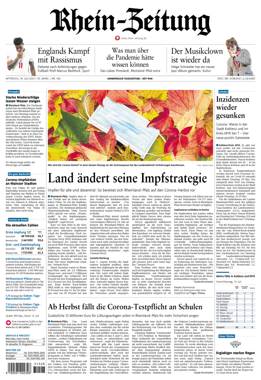 Rhein-Zeitung Koblenz & Region vom Mittwoch, 14.07.2021