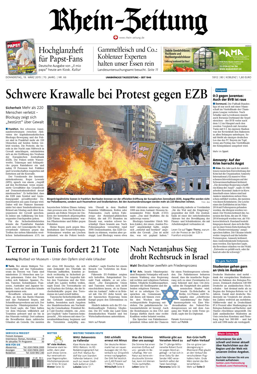 Rhein-Zeitung Koblenz & Region vom Donnerstag, 19.03.2015