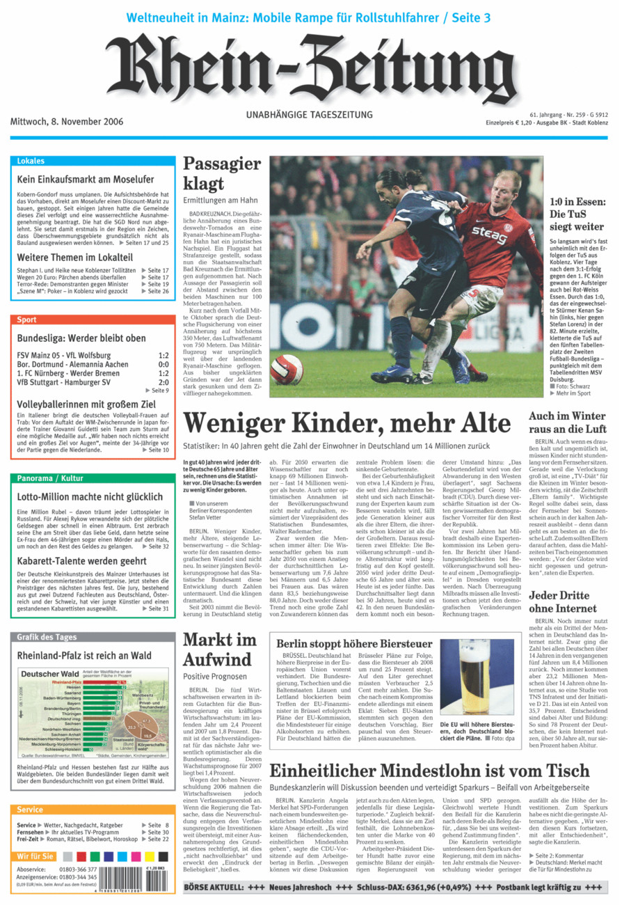 Rhein-Zeitung Koblenz & Region vom Mittwoch, 08.11.2006