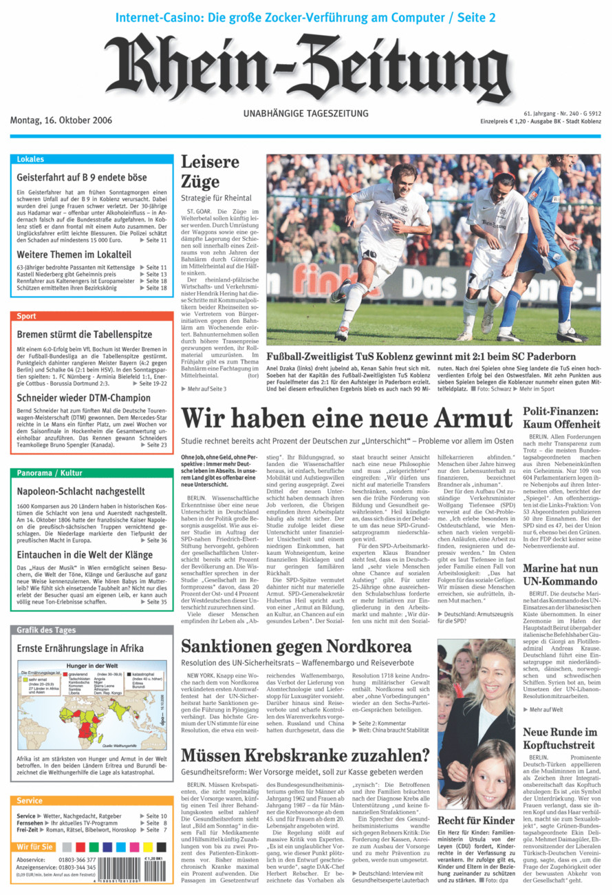 Rhein-Zeitung Koblenz & Region vom Montag, 16.10.2006