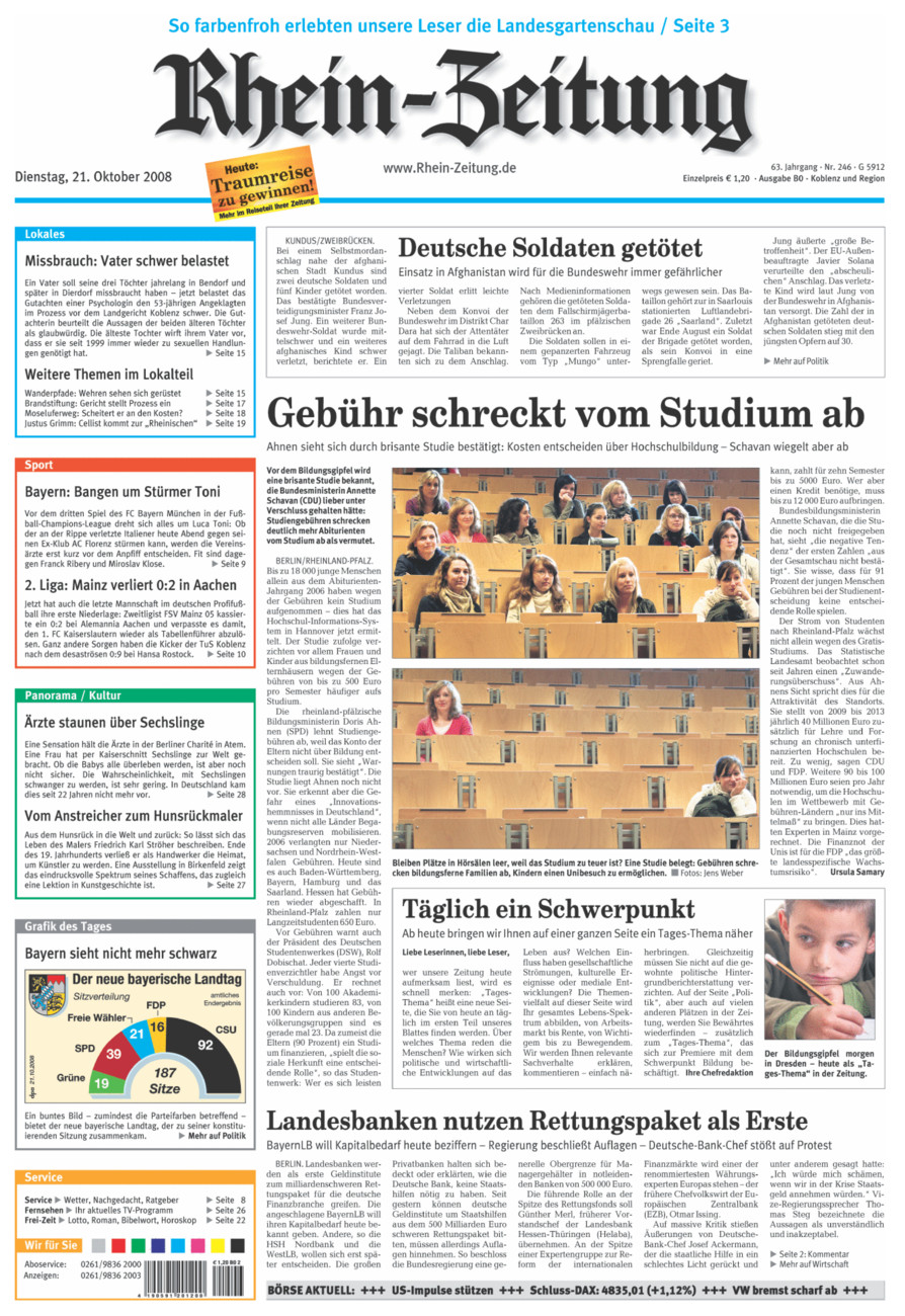 Rhein-Zeitung Koblenz & Region vom Dienstag, 21.10.2008