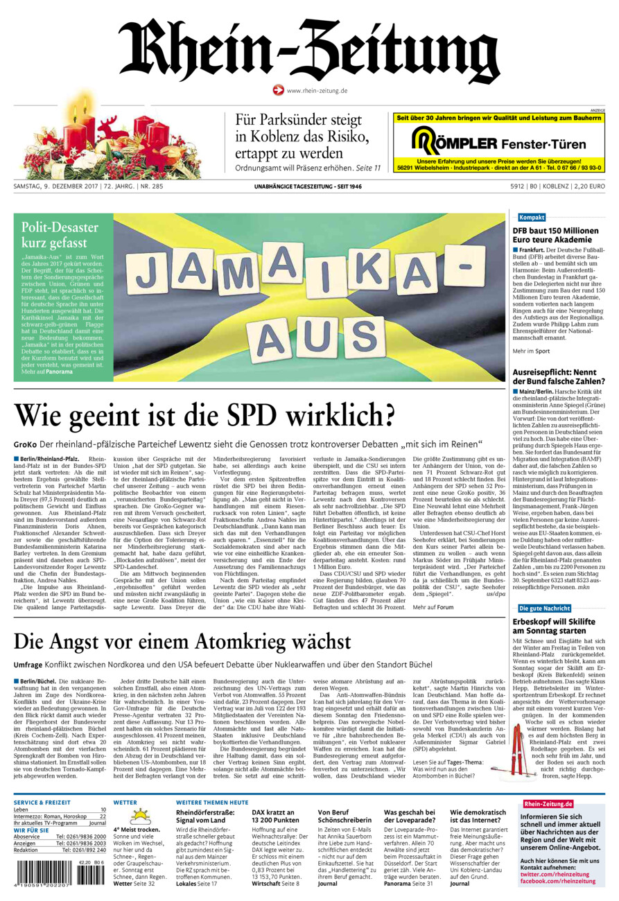 Rhein-Zeitung Koblenz & Region vom Samstag, 09.12.2017
