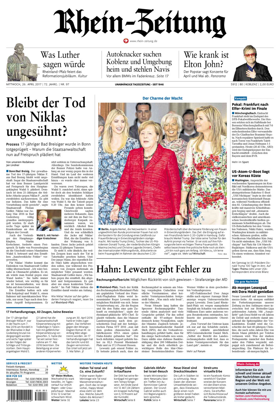 Rhein-Zeitung Koblenz & Region vom Mittwoch, 26.04.2017