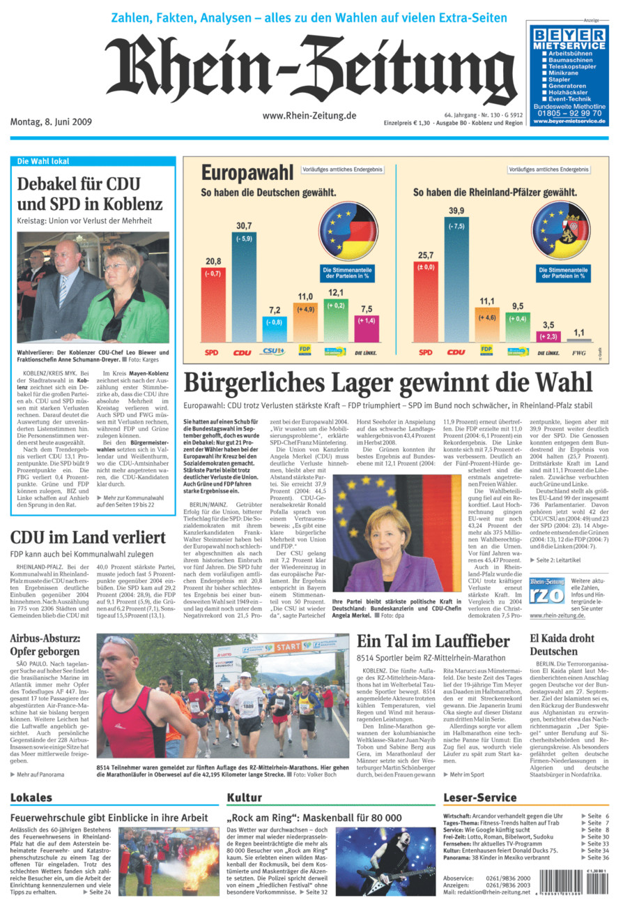 Rhein-Zeitung Koblenz & Region vom Montag, 08.06.2009