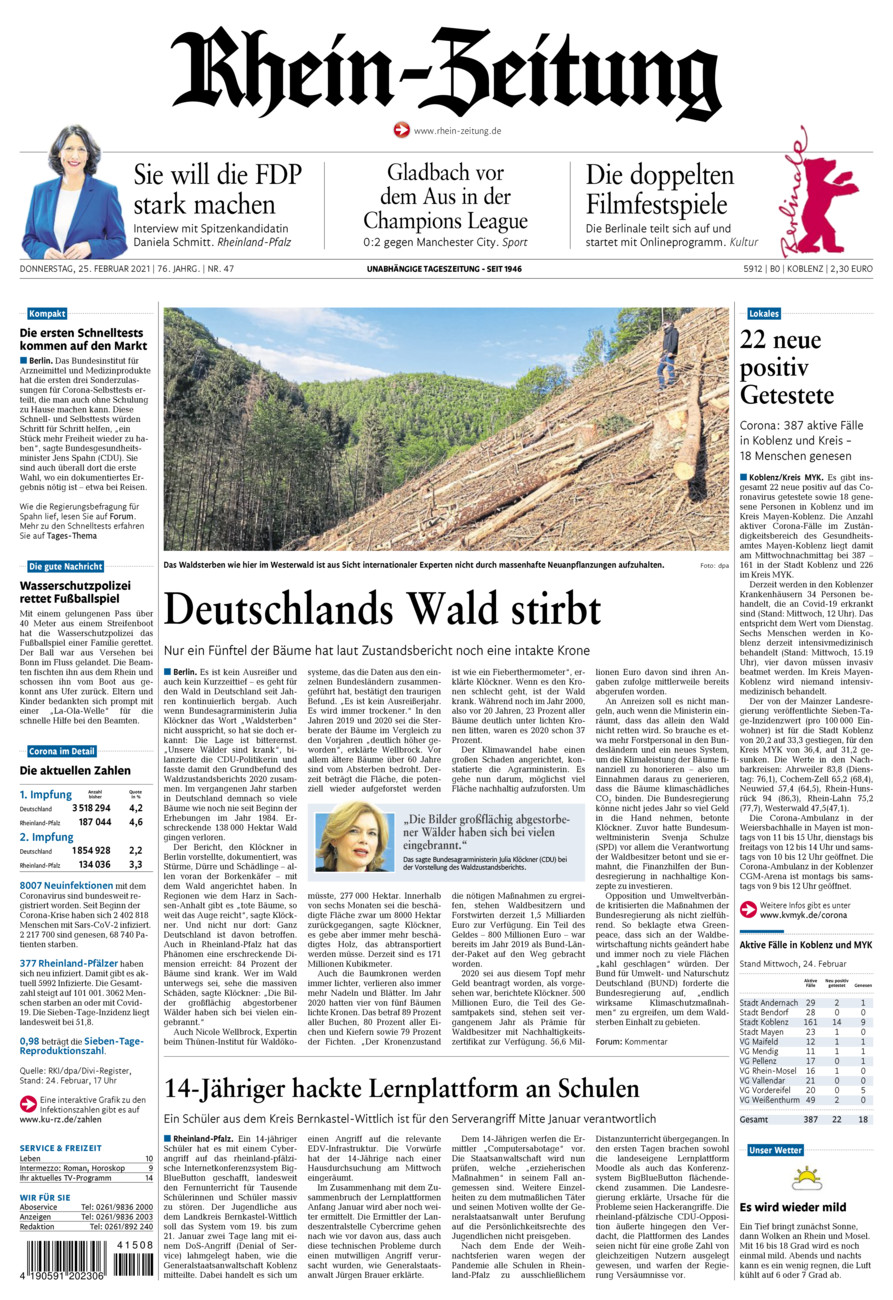 Rhein-Zeitung Koblenz & Region vom Donnerstag, 25.02.2021
