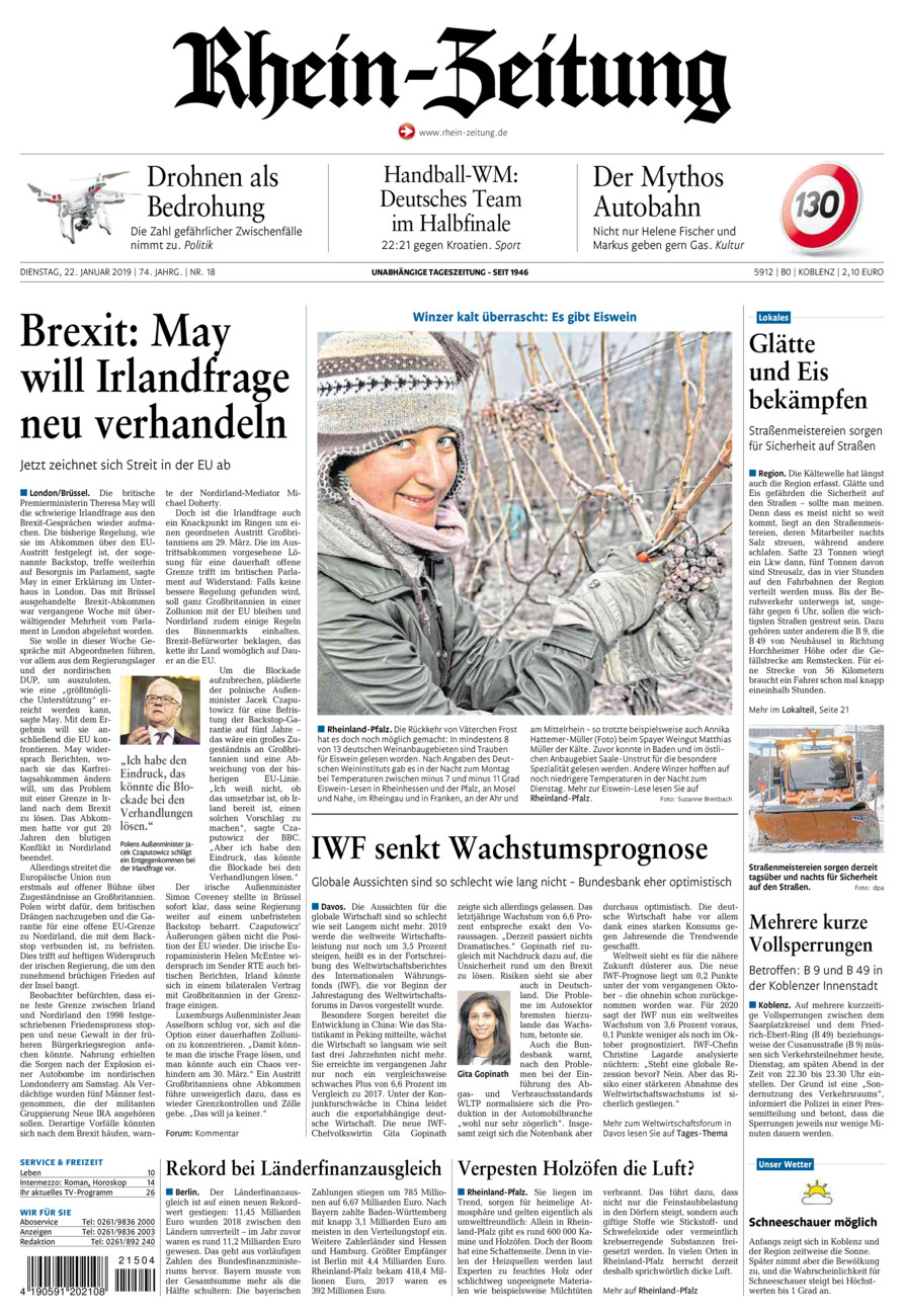 Rhein-Zeitung Koblenz & Region vom Dienstag, 22.01.2019