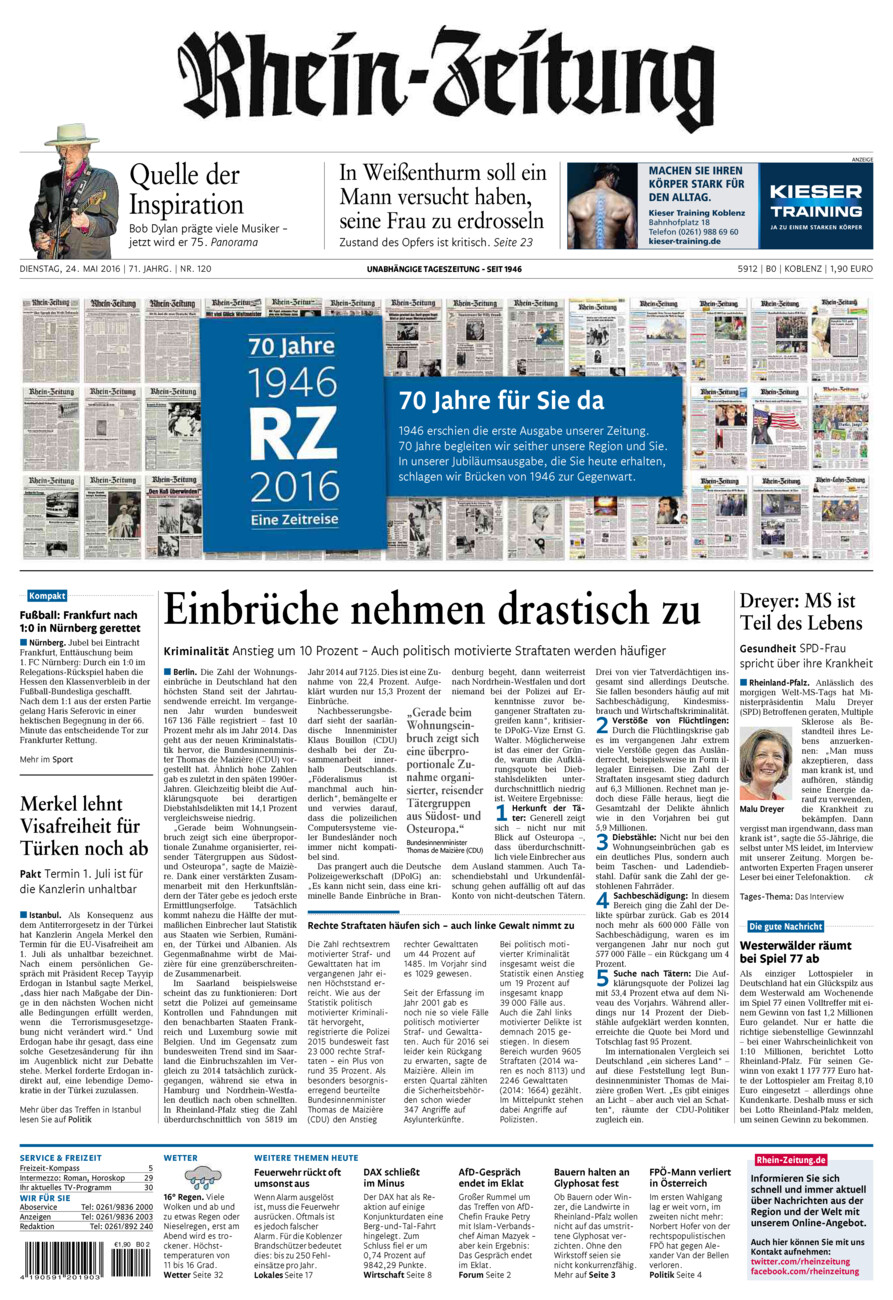 Rhein-Zeitung Koblenz & Region vom Dienstag, 24.05.2016