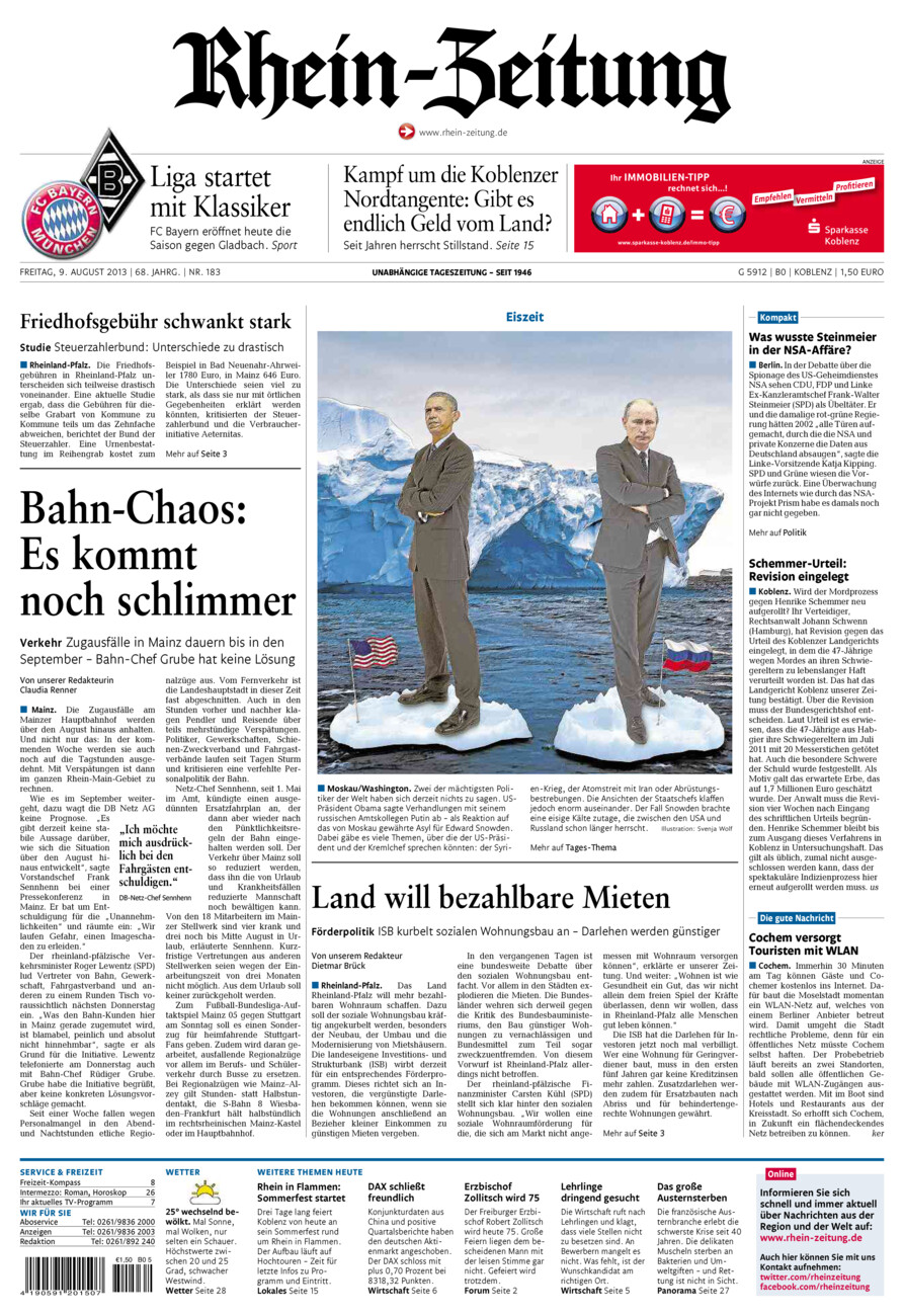 Rhein-Zeitung Koblenz & Region vom Freitag, 09.08.2013