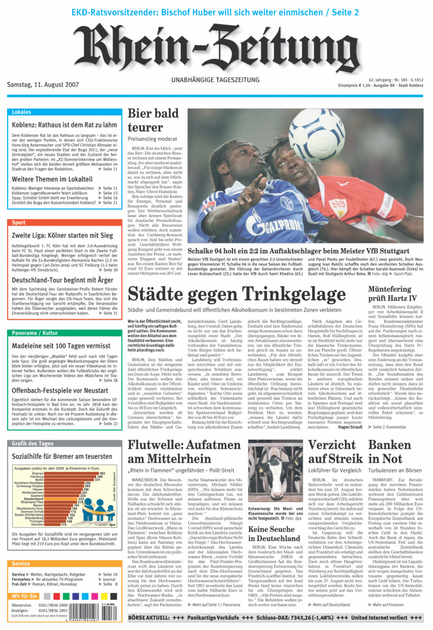 Rhein-Zeitung Koblenz & Region vom Samstag, 11.08.2007