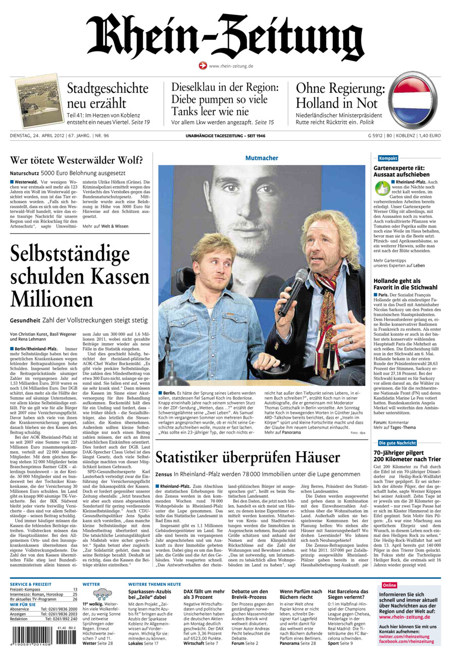 Rhein-Zeitung Koblenz & Region vom Dienstag, 24.04.2012