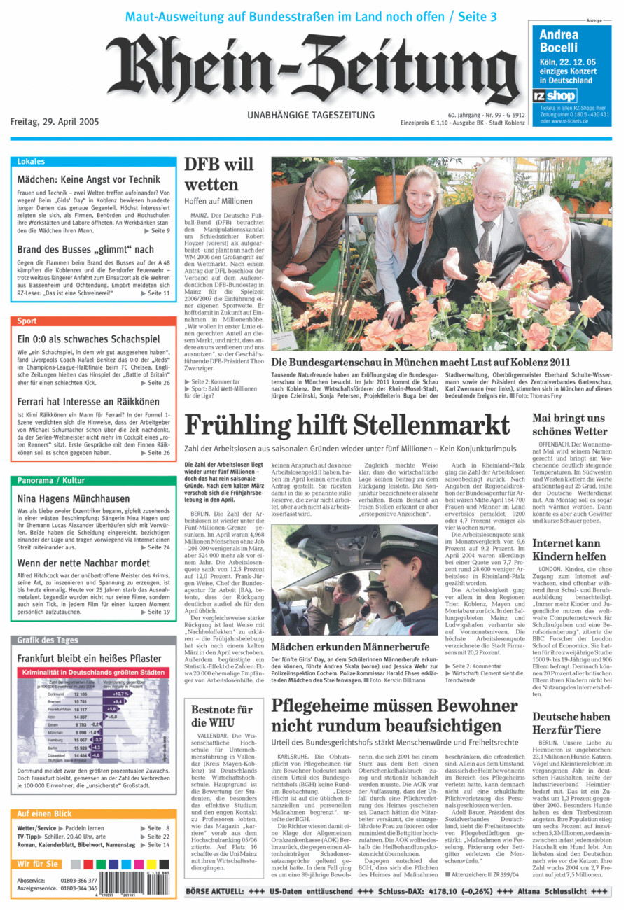 Rhein-Zeitung Koblenz & Region vom Freitag, 29.04.2005