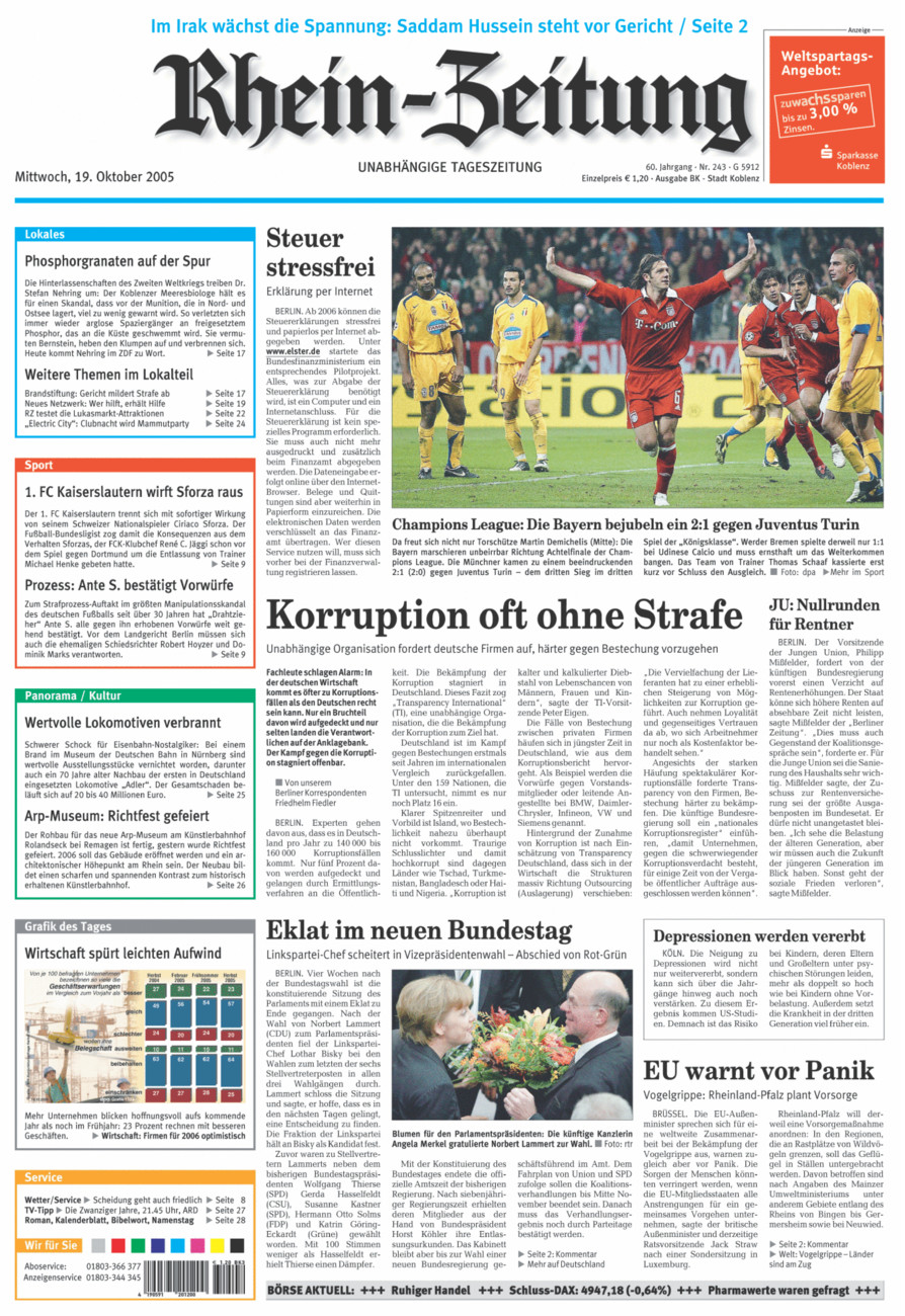 Rhein-Zeitung Koblenz & Region vom Mittwoch, 19.10.2005