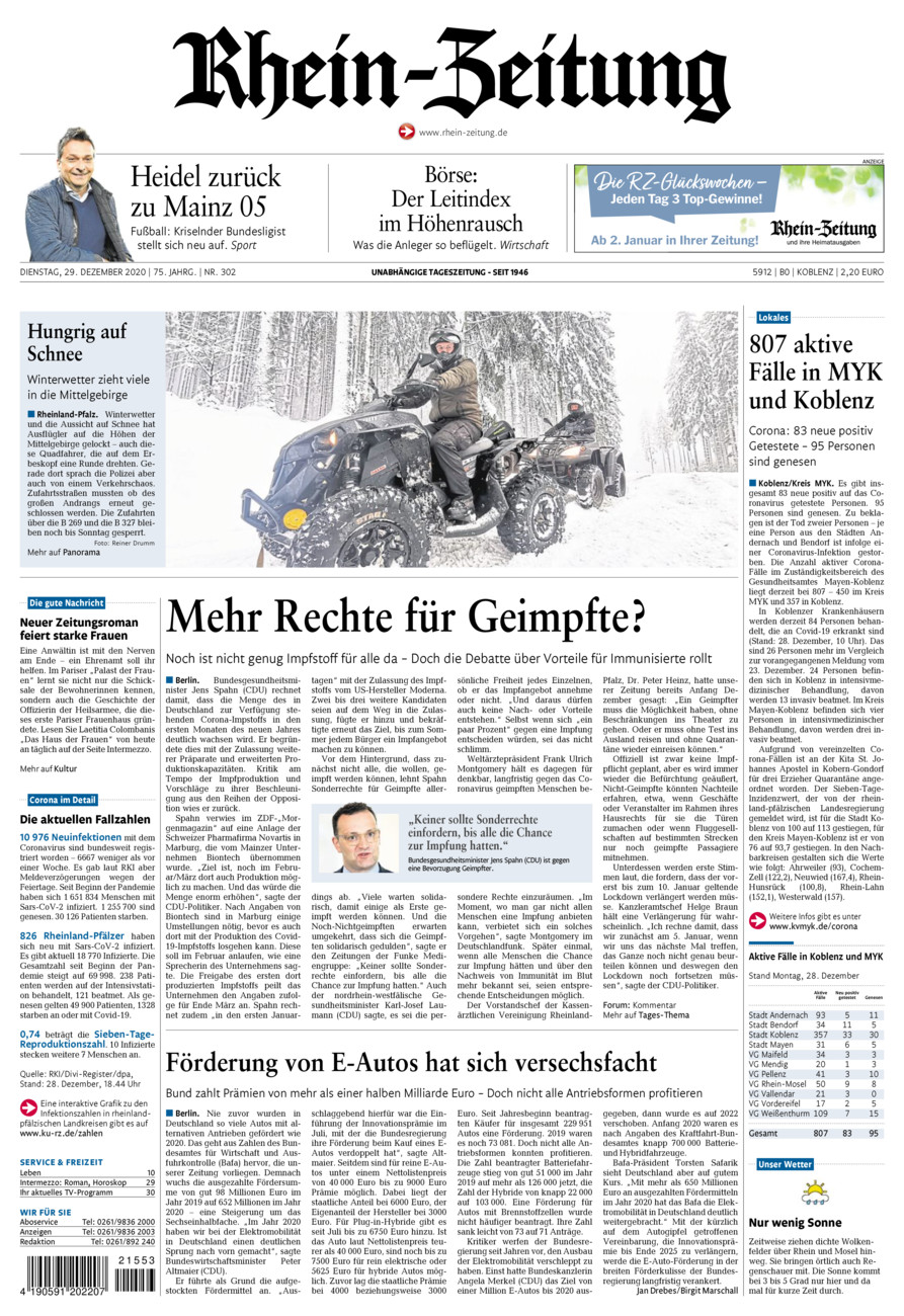 Rhein-Zeitung Koblenz & Region vom Dienstag, 29.12.2020