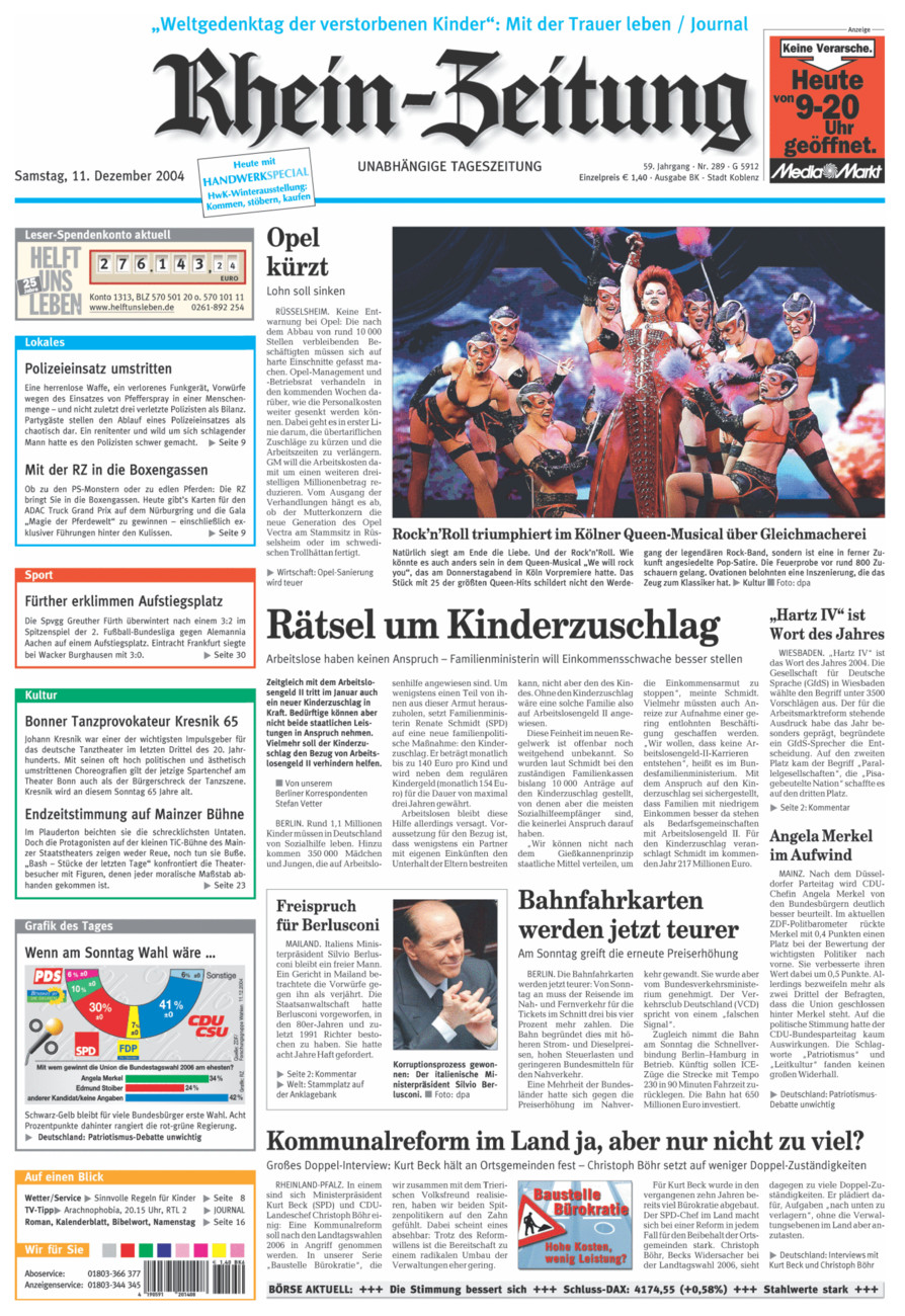 Rhein-Zeitung Koblenz & Region vom Samstag, 11.12.2004