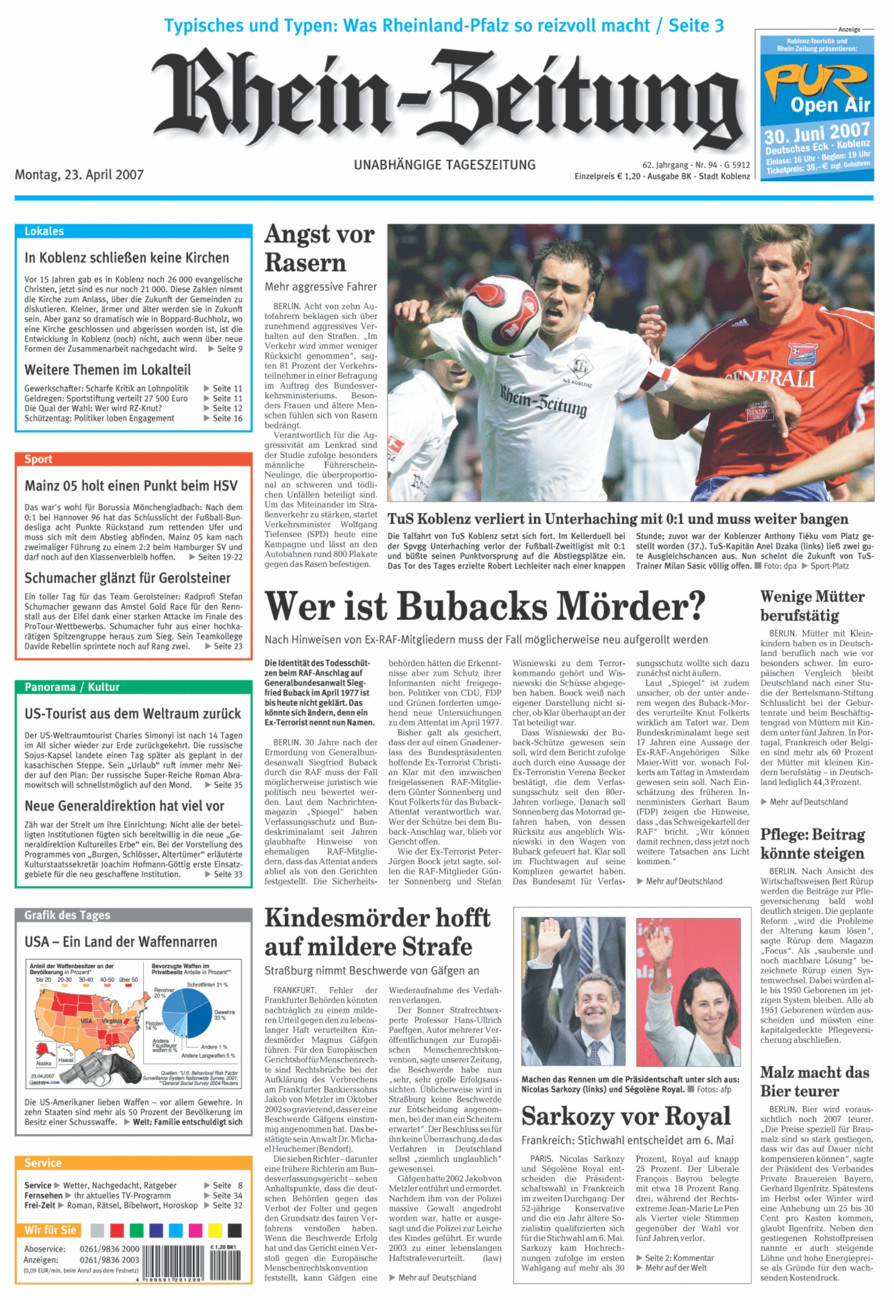 Rhein-Zeitung Koblenz & Region vom Montag, 23.04.2007
