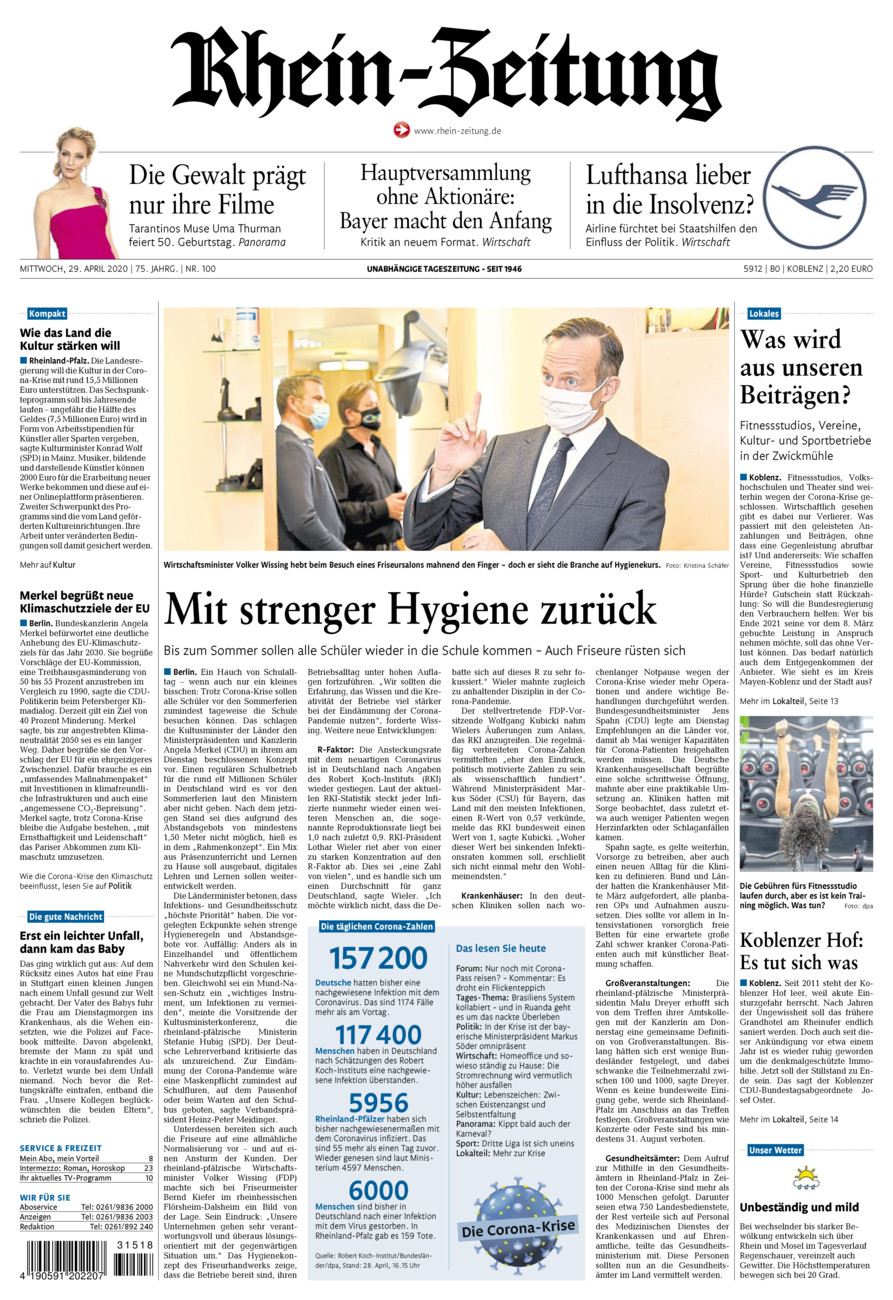 Rhein-Zeitung Koblenz & Region vom Mittwoch, 29.04.2020