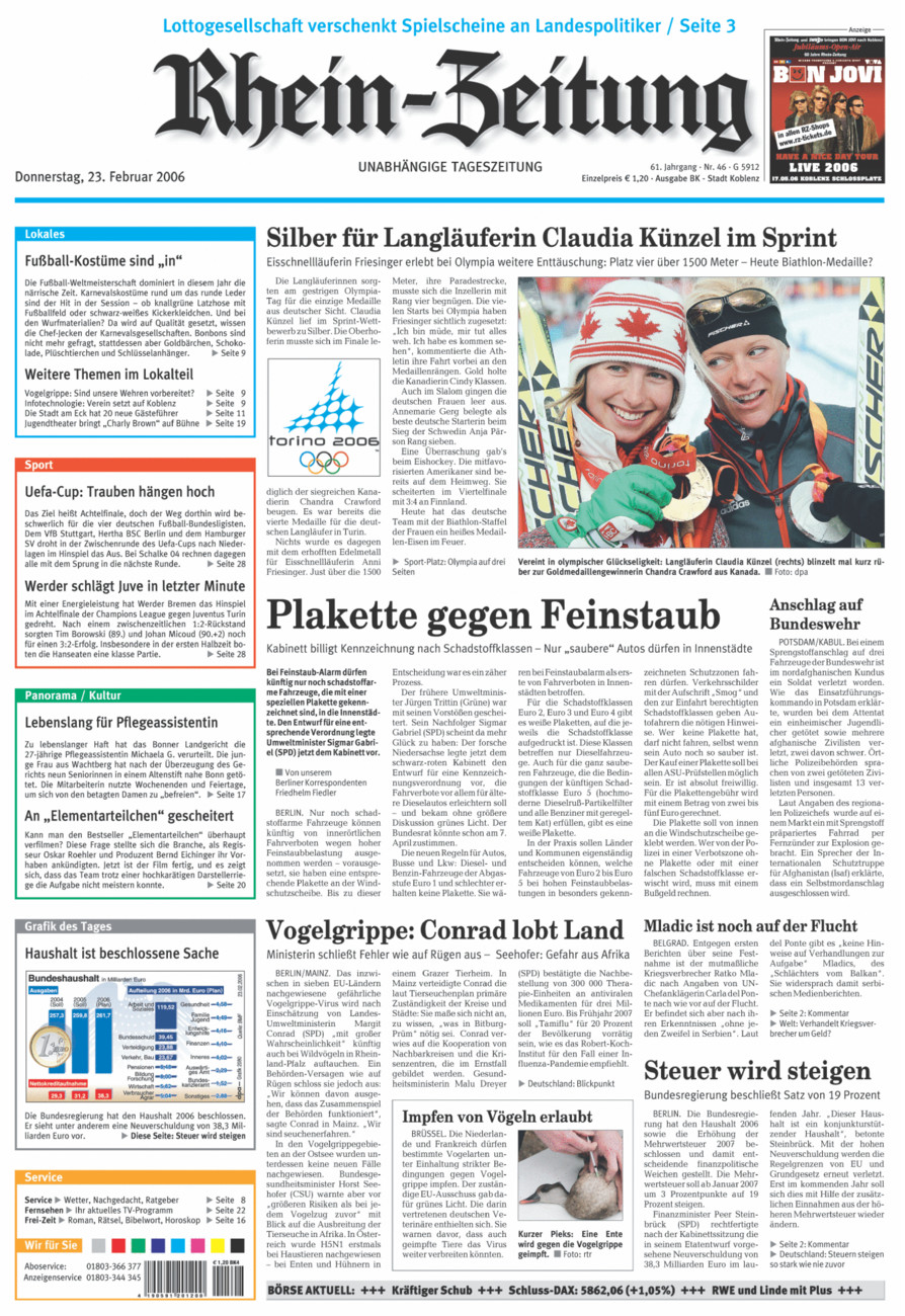 Rhein-Zeitung Koblenz & Region vom Donnerstag, 23.02.2006