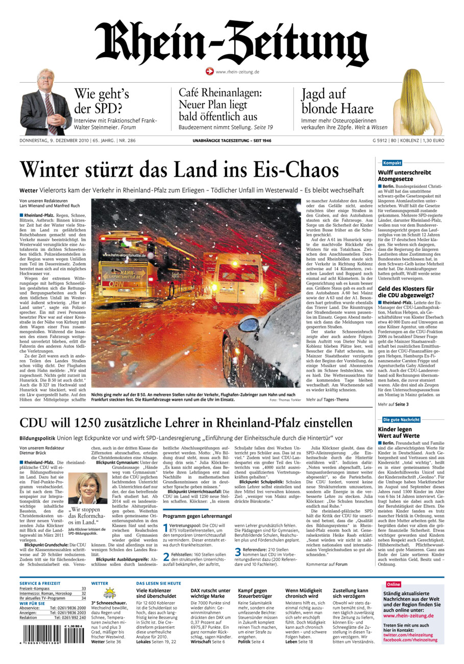 Rhein-Zeitung Koblenz & Region vom Donnerstag, 09.12.2010